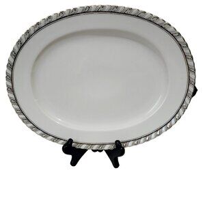 Franconia K&A Krautheim Palladina Oblong Platter 13.5" vtg silver ruffled rim